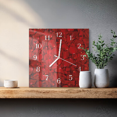 Reloj cuadrado Pétalos de rosa
