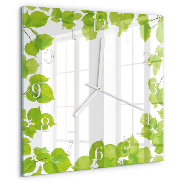 Reloj cuadrado Hojas