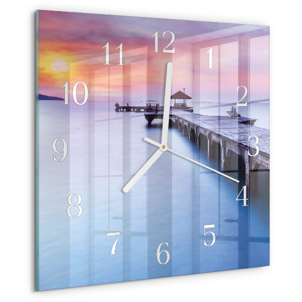 Reloj cuadrado Puente de madera