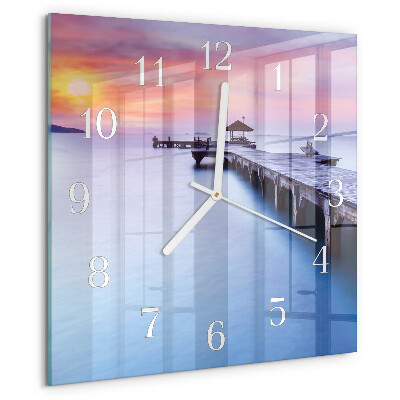Reloj cuadrado Puente de madera