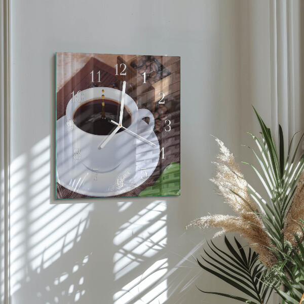 Reloj cuadrado Café