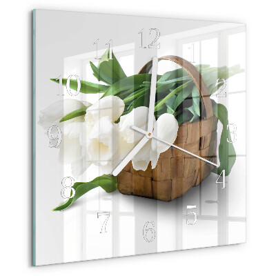 Reloj cuadrado Cesta de tulipanes