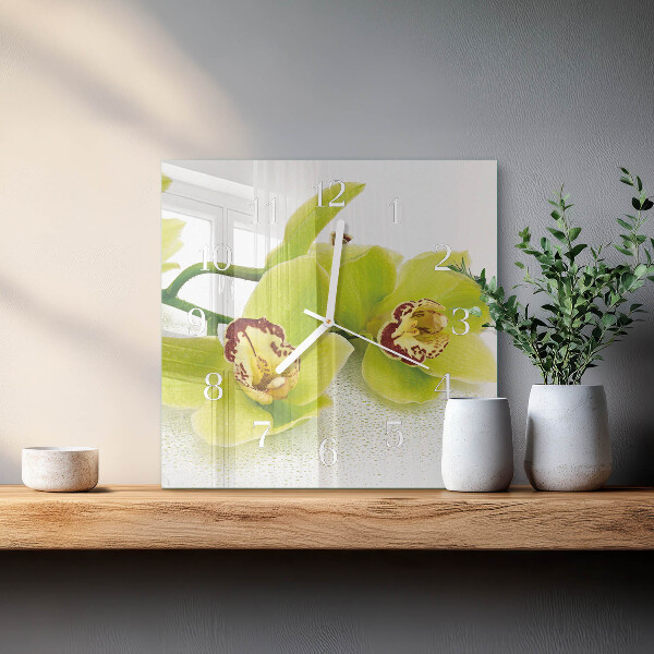 Reloj cuadrado Orquídea