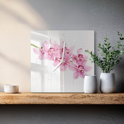 Reloj cuadrado Orquídea