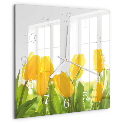 Reloj cuadrado tulipanes