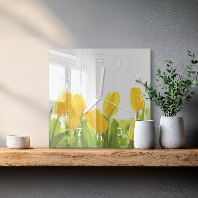 Reloj cuadrado tulipanes