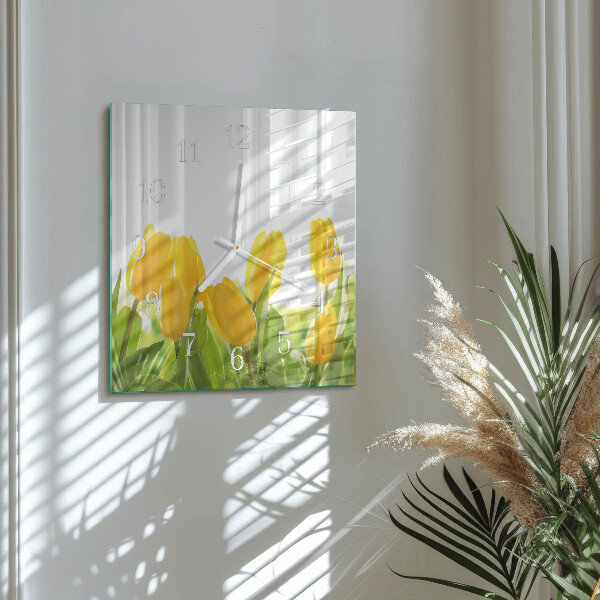 Reloj cuadrado tulipanes