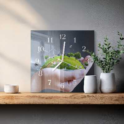 Reloj cuadrado Tierra de Mano