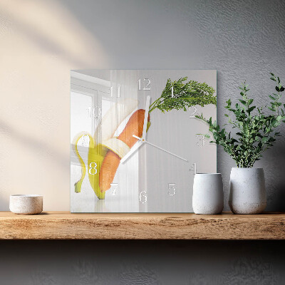 Reloj cuadrado Zanahorias y plátanos