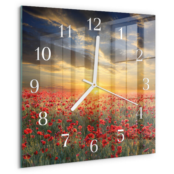 Reloj cuadrado Campo de amapolas