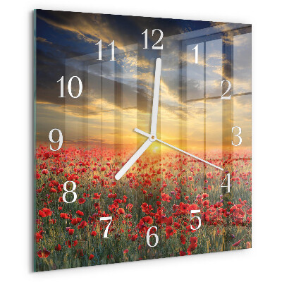 Reloj cuadrado Campo de amapolas
