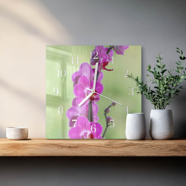 Reloj cuadrado Orquídea