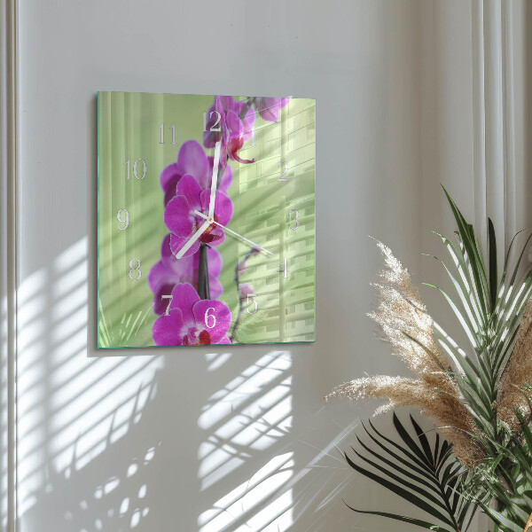 Reloj cuadrado Orquídea