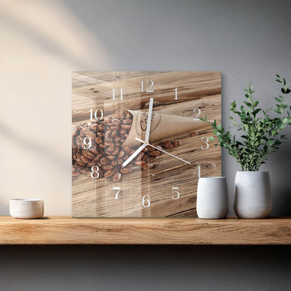 Reloj cuadrado Granos de café