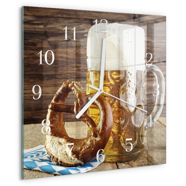 Reloj cuadrado Pretzel de cerveza