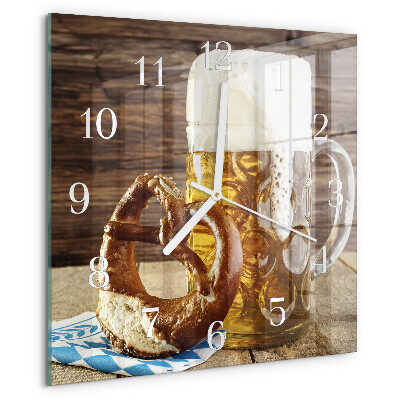 Reloj cuadrado Pretzel de cerveza
