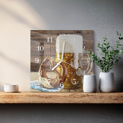 Reloj cuadrado Pretzel de cerveza