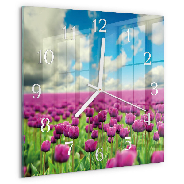 Reloj cuadrado tulipanes