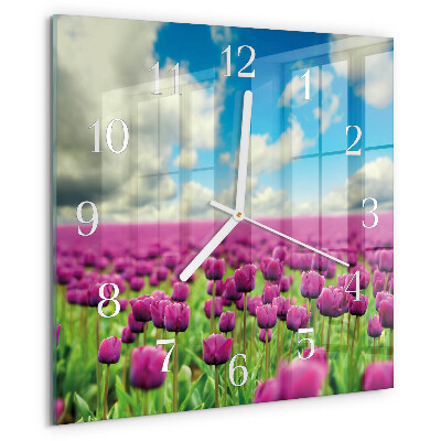 Reloj cuadrado tulipanes