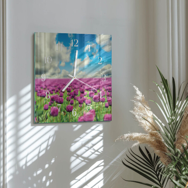 Reloj cuadrado tulipanes
