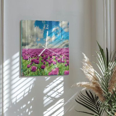 Reloj cuadrado tulipanes