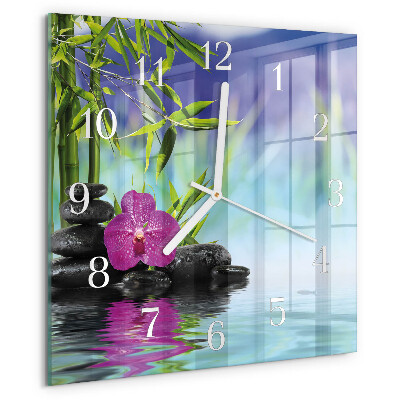 Reloj cuadrado Orquídea de spa