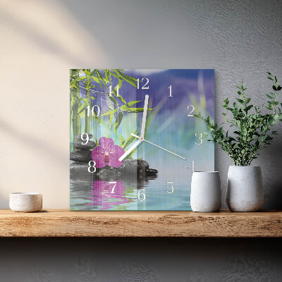 Reloj cuadrado Orquídea de spa