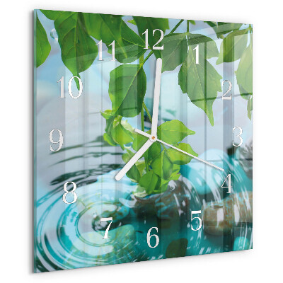 Reloj cuadrado Hojas