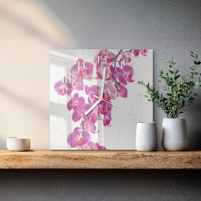 Reloj cuadrado Orquídea