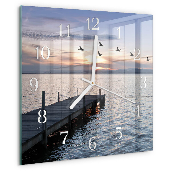 Reloj cuadrado Pájaros junto al lago
