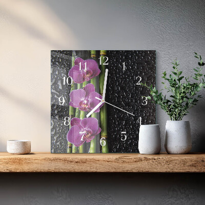 Reloj cuadrado Orquídea