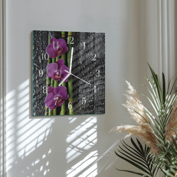 Reloj cuadrado Orquídea