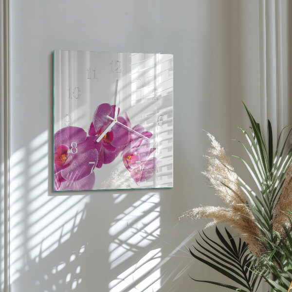 Reloj cuadrado Orquídea