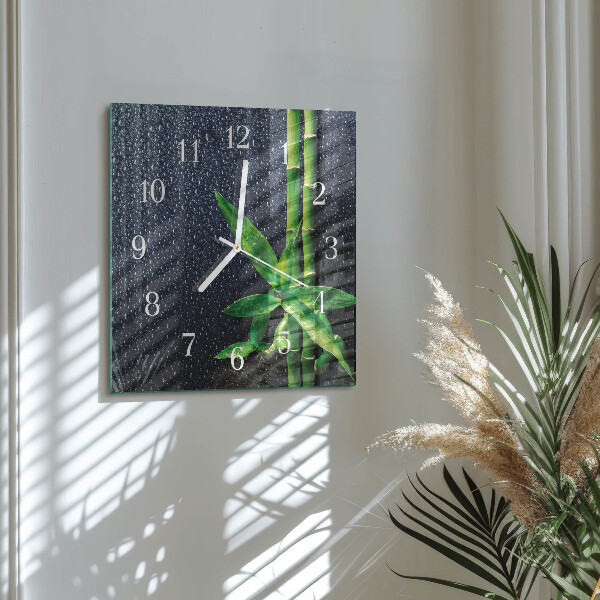 Reloj cuadrado Gotas y bambú