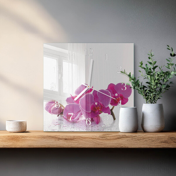 Reloj cuadrado Orquídea