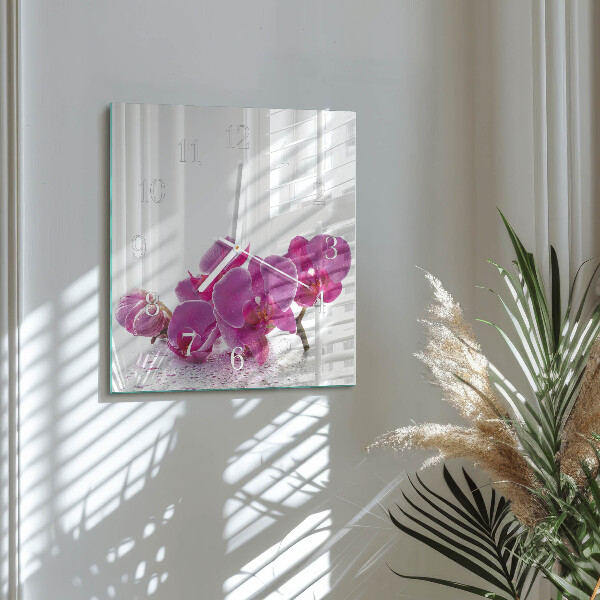 Reloj cuadrado Orquídea