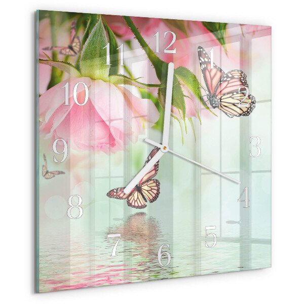 Reloj cuadrado mariposas