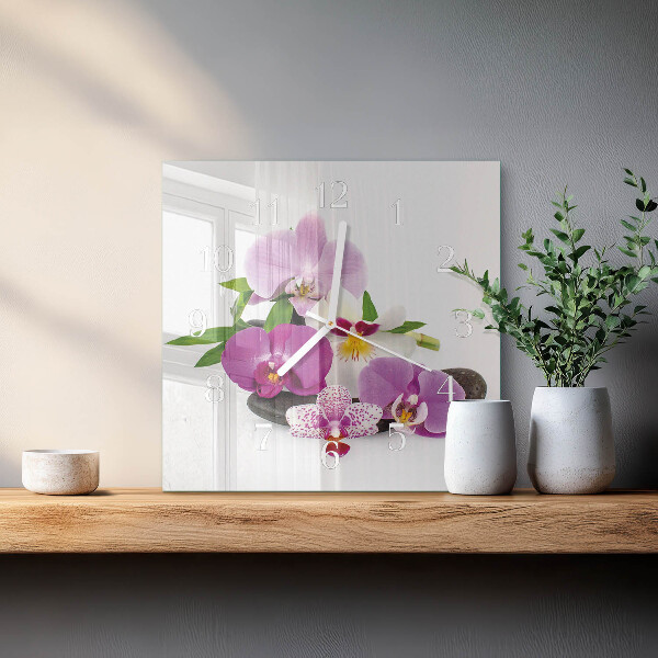 Reloj cuadrado Orquídea