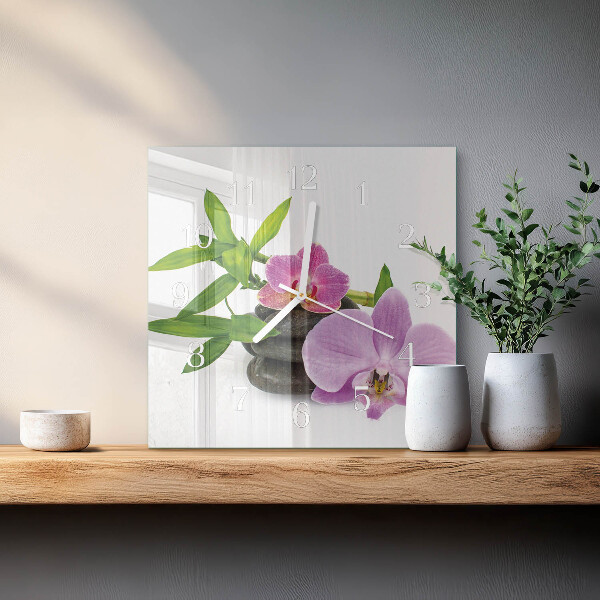 Reloj cuadrado Orquídea
