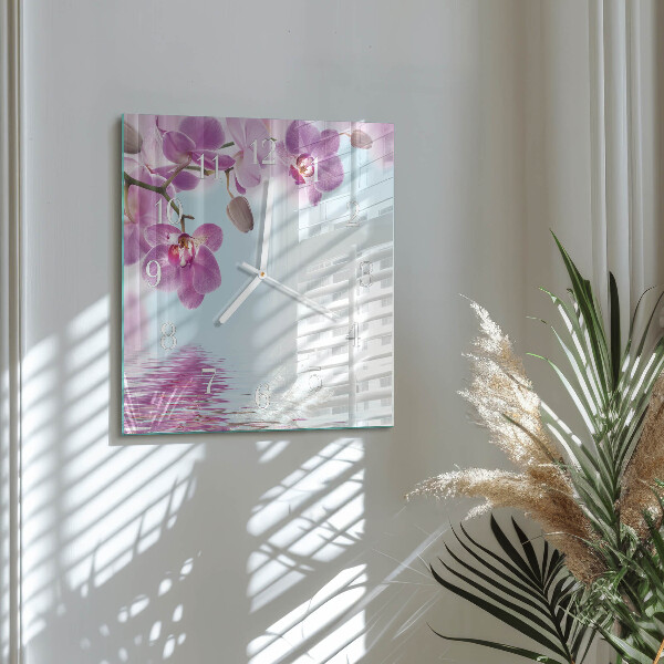 Reloj cuadrado Orquídea