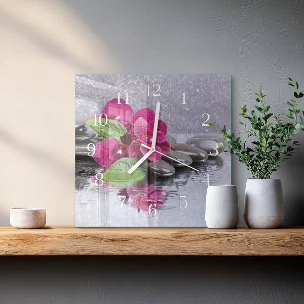 Reloj cuadrado Orquídea