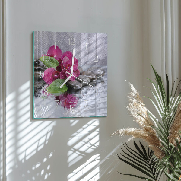 Reloj cuadrado Orquídea