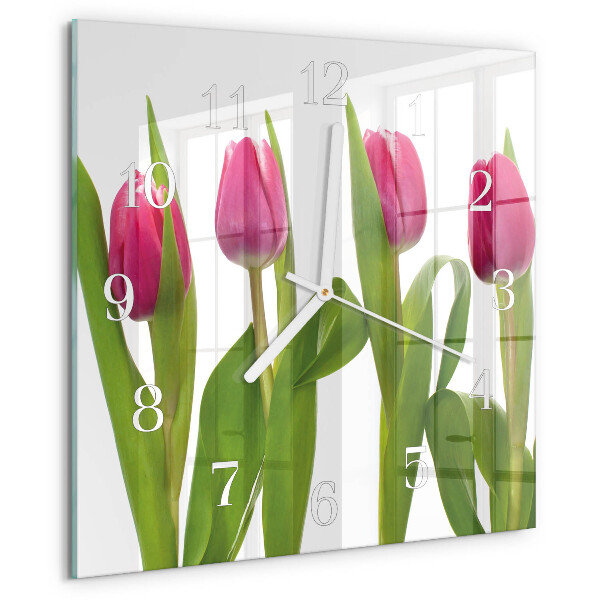 Reloj cuadrado tulipanes
