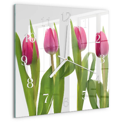 Reloj cuadrado tulipanes