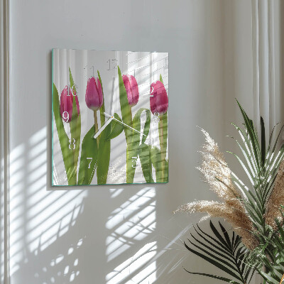 Reloj cuadrado tulipanes