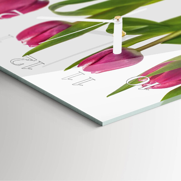 Reloj cuadrado tulipanes