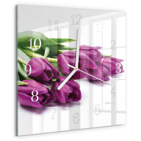 Reloj cuadrado tulipanes