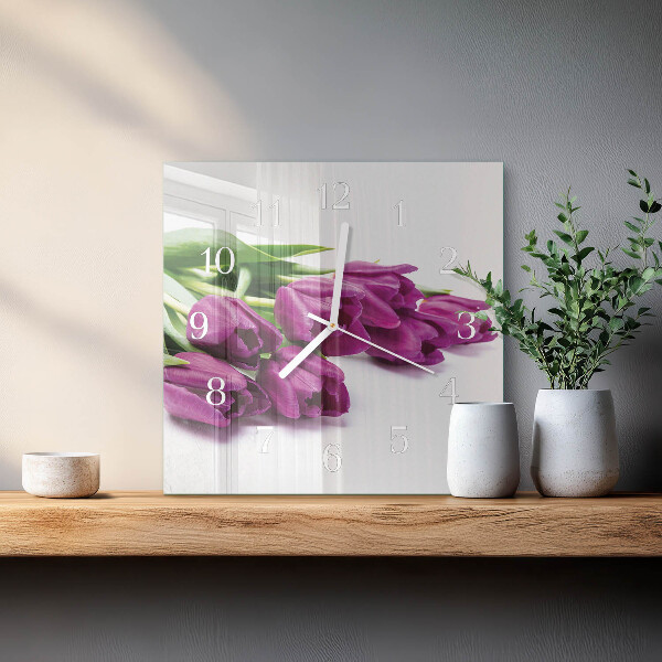 Reloj cuadrado tulipanes