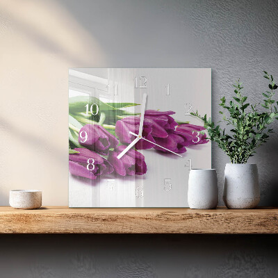 Reloj cuadrado tulipanes
