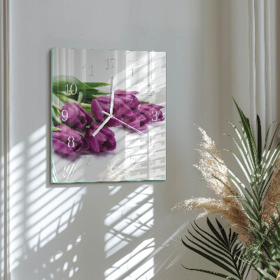 Reloj cuadrado tulipanes